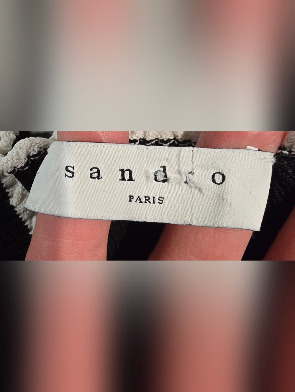 Sandro Black Ribbed Top With White Trim Size 1(US S) - Picture 2 of 5
